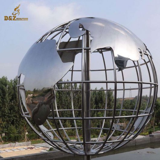 The large custom made stainless steel the globe sculpture for sale