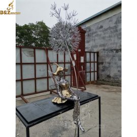 Outdoor Wire fairy sculpture for decor Dancing With Dandelions DZM 060