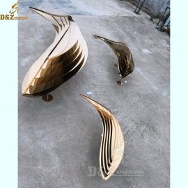 gold plated fish sculpture animal sculpture for garden DZM 056