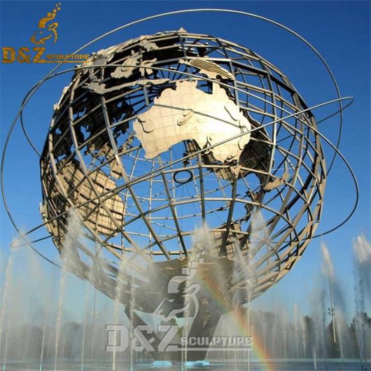 large world globe sculpture for sale garden decoration metal sculpture stainless steel sculpture DZM-026