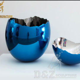metal stainless steel egg shell sculpture chrome effect plated DZM 087