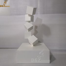 metal white cube sculpture for decor outdoor 5 cubes sculpture for sale DZM 050