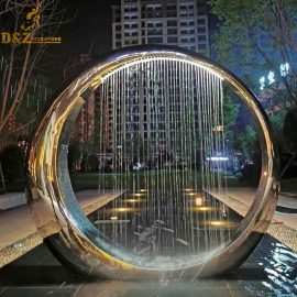 outdoor fountain stainless steel fountain circle water fountain with light DZM 036