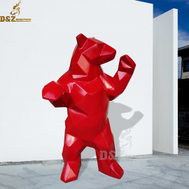 outdoor geomteric red polar bear statue for sale DZM 073