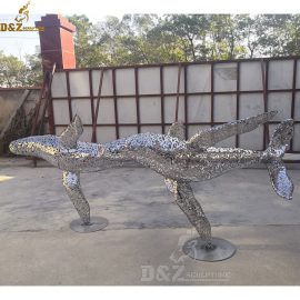 outdoor whale stainless steel sculpture for lawn ornament DZM 062