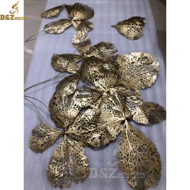 Metal gold leaves wall sculpture for indoor decor DZM 125