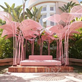 Pink stainless steel leaf sculpture for Holiday Village DZM 144