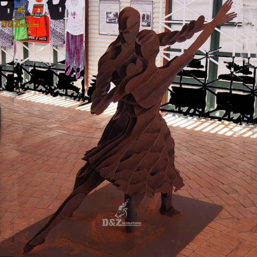 corten dancer sculpture modern statue for garden decor DZM 191