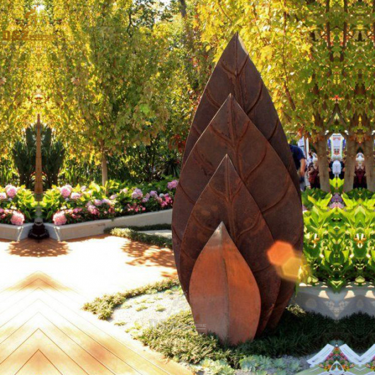corten landscape leaf sculpture outdoor decor DZM 190