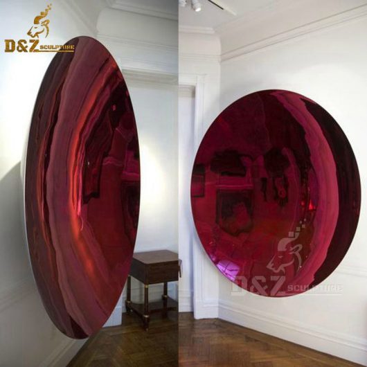 decorative metal disc wall art red chrome sculpture DZM 235 2