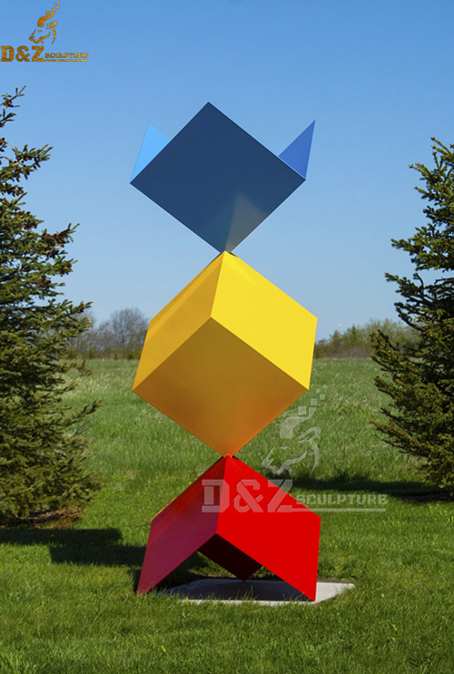 geometric cube sculpture metal colorful cube sculpture DZM 210