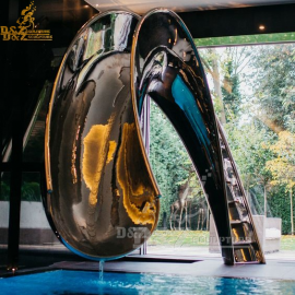 metal water slide sculpture for modern water pool DZM 142