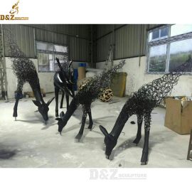 stainless steel deer sculpture abstract animal sculpture for outdoor DZM 133