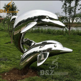 stainless steel dolphins sculpture for lawn ornament DZM 156