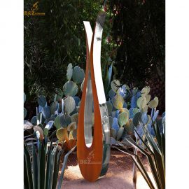 tulip corten sculpture steel abstract sculpture for modern garden DZM 188