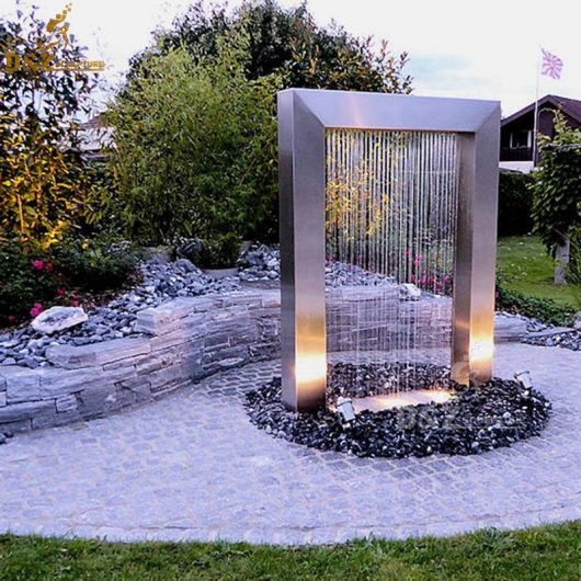 Rectangular fountain with light modern garden sculpture decor DZM 357
