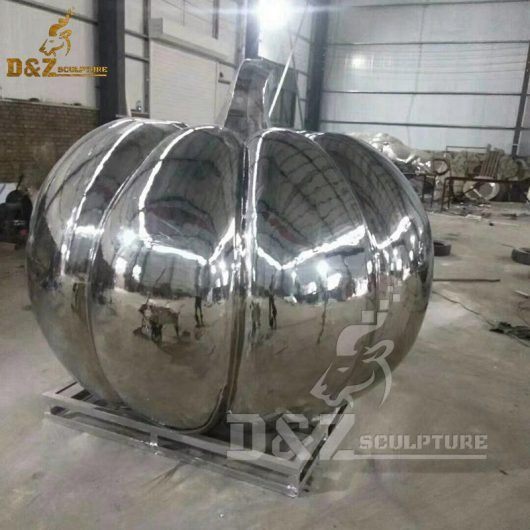 large metal pumpkin sculpture stainless steel mirror finishing DZM 427