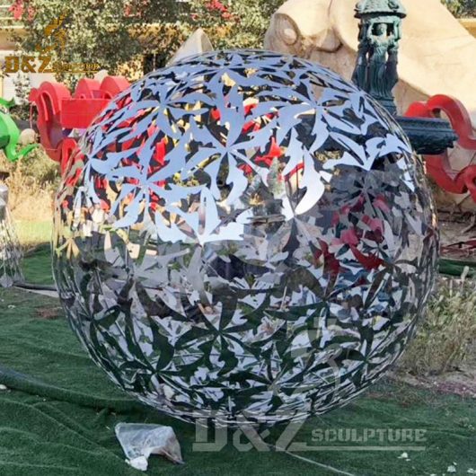 large outdoor spheres hollow out sphere metal sculpture mirror finishing DZM 380