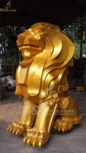 metal gold lion sculpture outdoor painting surface for sale (1)