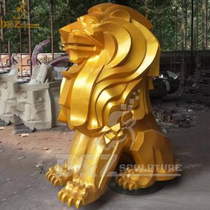 metal gold lion sculpture outdoor painting surface for sale (10)