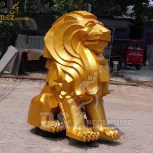 metal gold lion sculpture outdoor painting surface for sale (3)