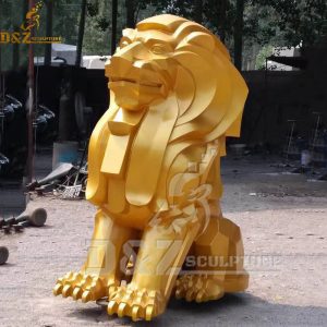 metal gold lion sculpture outdoor painting surface for sale (7)