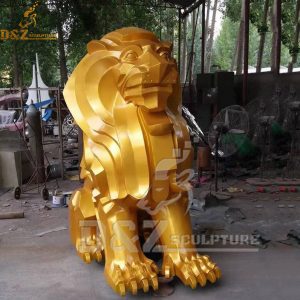 metal gold lion sculpture outdoor painting surface for sale (8)
