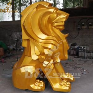 metal gold lion sculpture outdoor painting surface for sale (9)