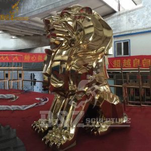 outdoor lion sculpture gold plated lion statue for custom (10)