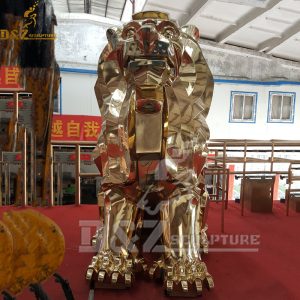 outdoor lion sculpture gold plated lion statue for custom (2)