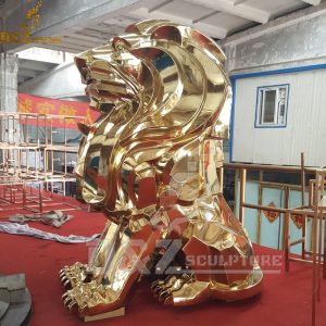 outdoor lion sculpture gold plated lion statue for custom (3)