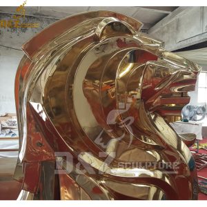 outdoor lion sculpture gold plated lion statue for custom (4)