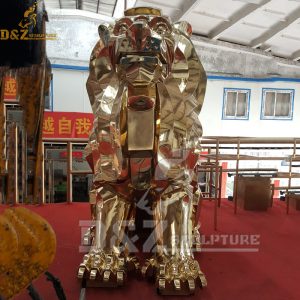 outdoor lion sculpture gold plated lion statue for custom (5)