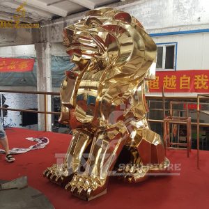 outdoor lion sculpture gold plated lion statue for custom (6)