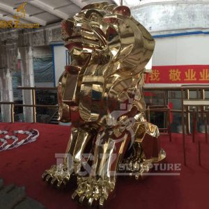 outdoor lion sculpture gold plated lion statue for custom (8)