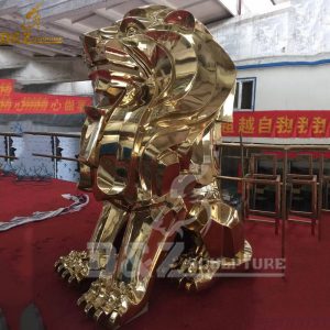 outdoor lion sculpture gold plated lion statue for custom (9)