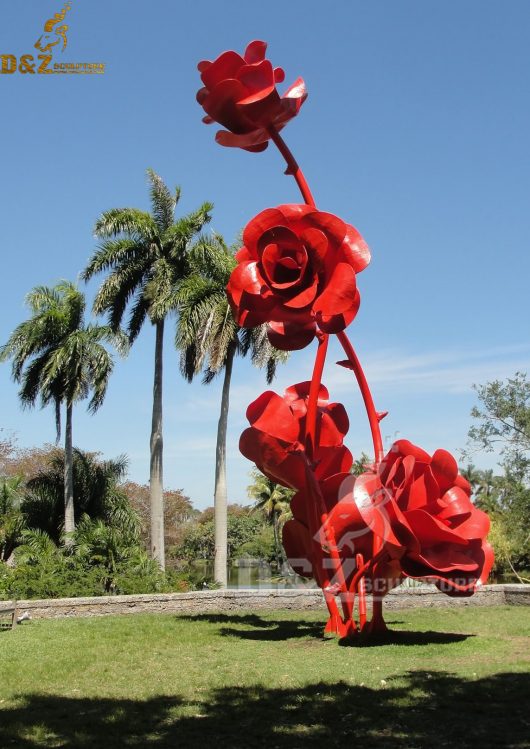 sculptures made of flowers red rose sculpture for garden decorative DZM 414 (1)