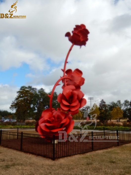 sculptures made of flowers red rose sculpture for garden decorative DZM 414