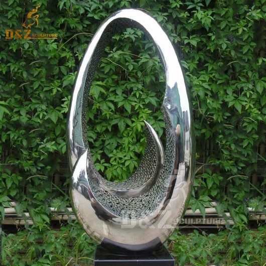 stainless steel egg shell sculpture mirror finishing sculpture for garden DZM 299