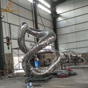 abstract 8 sculpture for fountain design hollow out with stainless steel mirror finishing (3)