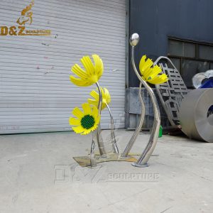 a set for metal yard art sunflower garden art gaint sculpture outdoor decorative DZM 459 (7)