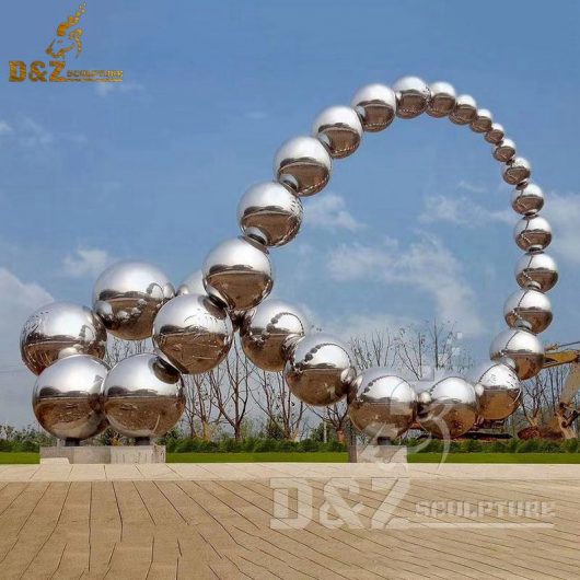 large outdoor metal sculpture garden stainless steel Stacking ball sculpture DZM 447