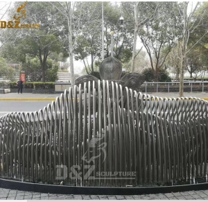 metal wire lotus water fountain sculpture for water pool decor (3)