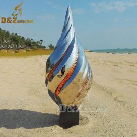 stainless steel conch sculpture by the sea mirror finishing sculpture DZM 455