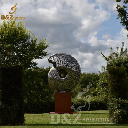 stainless steel mirror finish snail sculpture for garden decor DZM 443