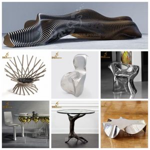 stainless steel sculpture art modern stool glod plated sculpture for home DZM 733