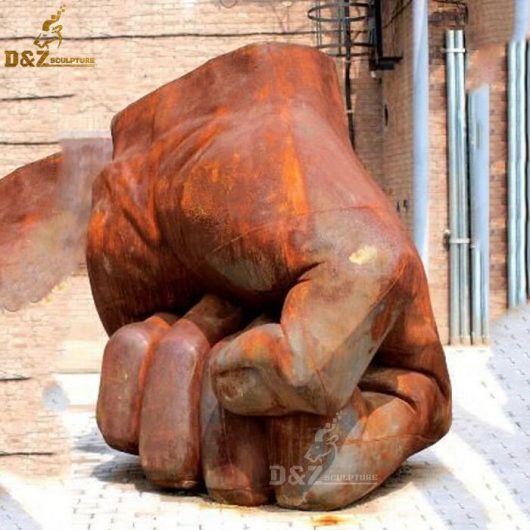 corten steel huge fist sculpture modern art for garden decor DZM 602 (1)