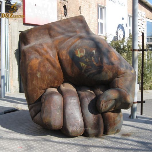 corten steel huge fist sculpture modern art for garden decor DZM 602 (2)