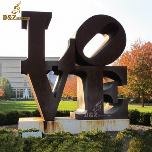 large outdoor 3D LOVE sculpture letter corten steel sculpture for garden decor DZM 594 (1)