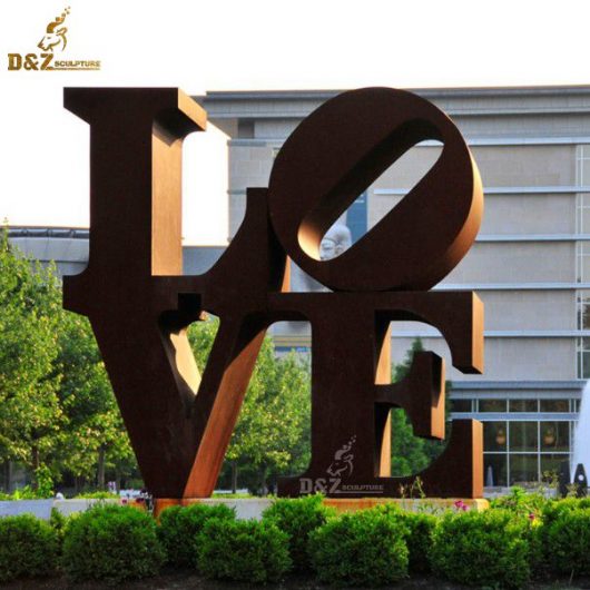 large outdoor 3D LOVE sculpture letter corten steel sculpture for garden decor DZM 594 (2)